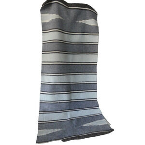 Western Saddle Blanket Rug Wall Hanging Blue Gray Woven Great Condition SW 26x60